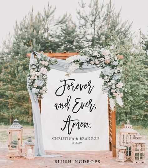 Anniversary Backdrop, Forever And Ever Amen, Wedding Vow Renewal Ceremony, Spring Wedding Outfit, 50th Anniversary Decorations, Rustic Wedding Photos, Renewal Wedding, Vow Renewal Ceremony, Wedding Vows Renewal