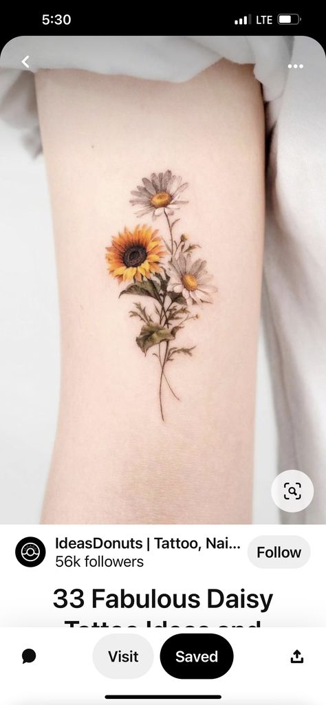 Yellow Daisies Tattoo, Yellow Rose And Daisy Tattoo, Sunflower And Cosmos Tattoo, Sunflowers And Daisies Tattoo, Daisy And Dandelion Tattoo, Daisy Carnation Tattoo, Marigold And Daisy Tattoo, Yellow Daisy Tattoo, Sunflower And Daisy Tattoo