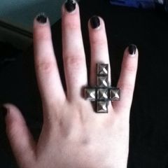 Studded Cross Ring Treble Clef Ring, 2000s Accessories, Under Your Spell, Y2k Accessories, Gothic Clothes, Beaded Cross, Studded Belt, Funky Jewelry, Cross Ring