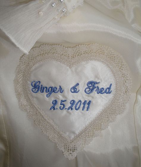 This heart label features lace that I make myself Unique Bed Design, Lace Wedding Gown, Classy Wedding Dress, Bodice Top, Dress Embroidery, Lace Heart, Wedding Labels, Embroidered Wedding, Simple Dress