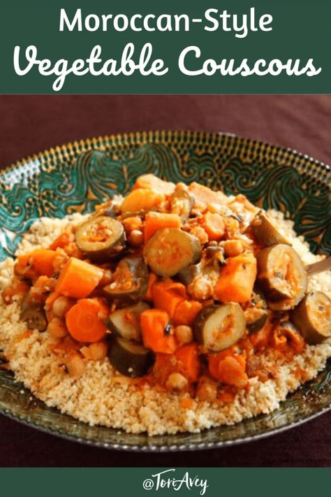 Moroccan Vegetable Couscous, Moroccan Recipes Vegetarian, Moroccan Vegetarian Recipes, Vegetarian Couscous Recipes, Moroccan Couscous Recipes, Couscous Vegetables, Vegan Couscous Recipes, Vegetarian Couscous, Vegetable Couscous Recipes