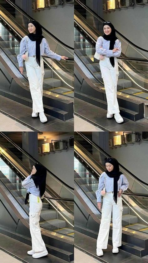 Ootd Cargo Pants Hijab, Outfit Hijab Kulot, Cargo Pants Outfit Hijab, Outfit Celana Cargo, Outfit Celana Kulot, Outfit Kulot, Fashion Hijab Style, Celana Kargo, Hijab Inspiration