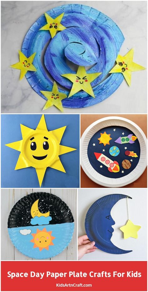 Activities For Spring, Plate Crafts For Kids, Space Day, Planet Crafts, Space Crafts For Kids, Sun Crafts, Alien Crafts, Paper Plate Crafts For Kids, Non Toy Gifts