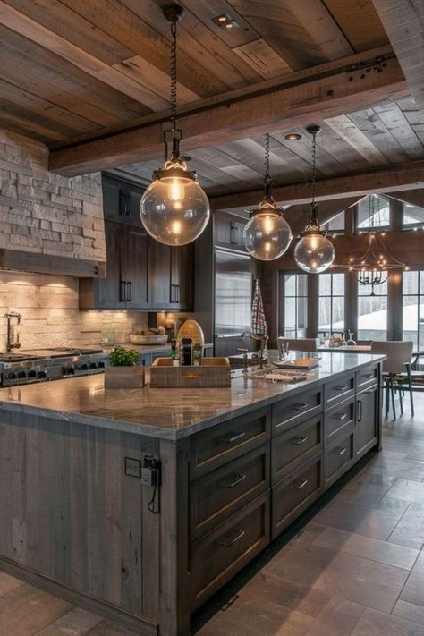 Barndo Kitchen, Dream Barndominium, Big Kitchen Design, Marsh House, Cozy Kitchens, Sustainable Ideas, Rustic Luxury, 2024 Kitchen, Barn Style House Plans