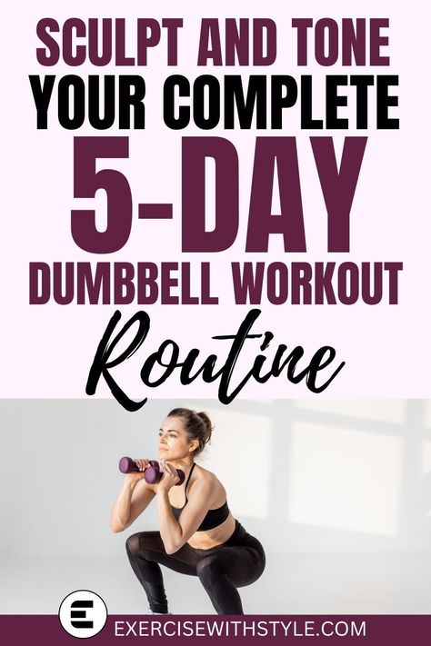 Overwhelmed by complicated fitness routines? Simplify your journey with our 5-day dumbbell workout split. Build muscle at your own pace, anytime, anywhere. Download now and embrace the power of simplicity in your fitness routine! 🏡 #SimplifyFitness #DumbbellWorkout At Home Dumbbell Workout Schedule, 5 Day Workout Split Women At Home, Dumbbell Split Workout Plan, Dumbbell Beginner Workout, Dumbbell Workout Split, Workout Split 5 Day Women Dumbbell, Weight Training Schedule For Women, 4 Day Workout Plan Woman At Home, Dumbbell Weekly Workout Plan