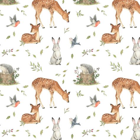 Morning in the forest on Behance Dear Stella Fabric, Baby Poster, Baby Deer, Forest Animals, Woodland Animals, Quilting Projects, Surface Design, Baby Room, Decoupage