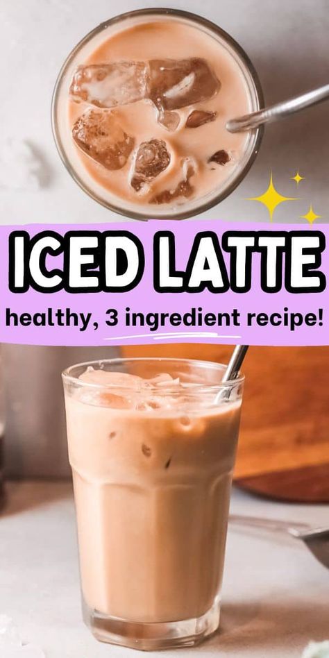 With just three ingredients, this homemade healthy iced latte recipe is the perfect pick me up on a hot Summer days. I show you how to make a vanilla iced latte at home so you can enjoy this icy cold coffee drink year round. French vanilla iced latte recipe | Iced cafe latte recipe | Homemade vanilla iced latte | #coffeedrinks | Best coffee at home | #coffeerecipes Starbucks Blonde Iced Coffee Recipe, Clean Iced Coffee Recipe, Large Batch Iced Coffee, How To Make An Iced Latte At Home, Healthy Iced Coffee Recipe At Home, At Home Iced Latte Recipes, How To Make Latte At Home, Best Iced Coffee Recipe At Home, At Home Latte Recipes