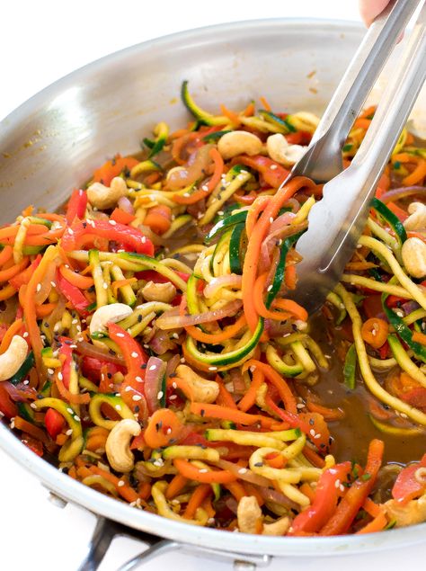 Zucchini Noodle Stir Fry Zucchini Noodle Stir Fry, Homemade Zucchini Noodles, Homemade Stir Fry, Noodle Stir Fry, Zucchini Noodle, Side Dishes For Chicken, Vegetable Fried Rice, Sauteed Veggies, Fried Vegetables