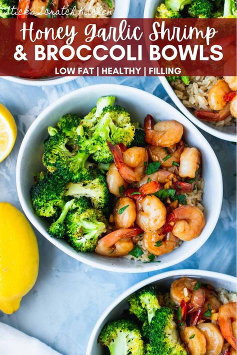 These Honey Garlic Shrimp Bowls combine three of our favorite dishes: honey garlic shrimp, miso brown rice, and oven-roasted broccoli. The result is a flavorful, fueling and healthy bowl guaranteed to keep you satisfied. Shrimp Bowls, Honey Shrimp, Shrimp Bowl, Shrimp Broccoli, Honey Garlic Shrimp, Healthy Bowl, Shrimp And Broccoli, Honey And Soy Sauce, Shrimp And Rice