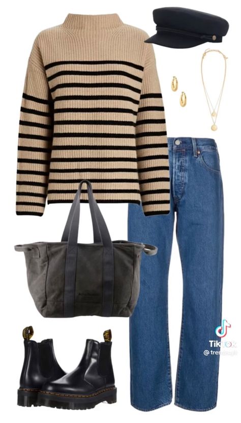 Baggy Bag, Baggy Jeans Outfit, Comfy Fall Outfits, Fall Transition Outfits, Fashion Layout, Mood Board Fashion, Cream Sweater, Cute Hats, Outfit Inspo Fall