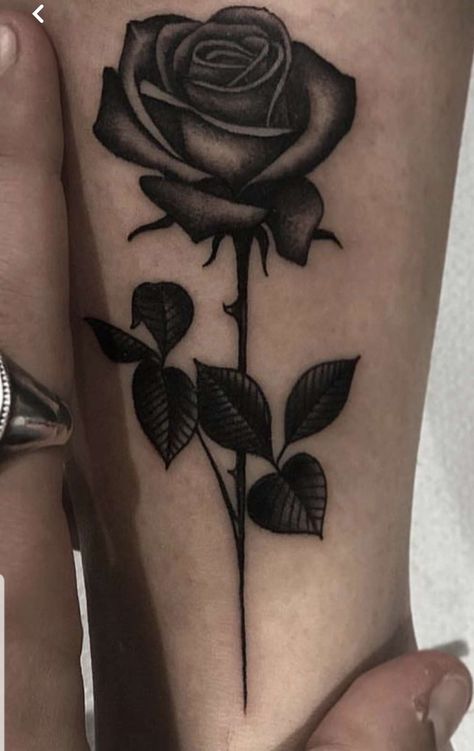 Black Rose Men Tattoo, Black Long Stem Rose Tattoo, Small Rose Cover Up Tattoo, Rose Tattoo For Cover Up, Dark Rose Tattoo Cover Up, Rose Tattoo Dark, Dark Cover Up Tattoos For Women, Rose Tattoo On Wrist, Black Rose Tattoo For Men