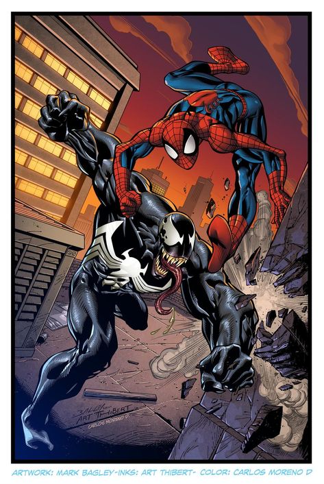 Spiderman vs Venom by CarlosMorenoD-Art on DeviantArt Venom Wallpaper, Spider Man Venom, Mark Bagley, Amazing Spider, Venom, The Amazing, Black Cat, Spiderman, Deviantart