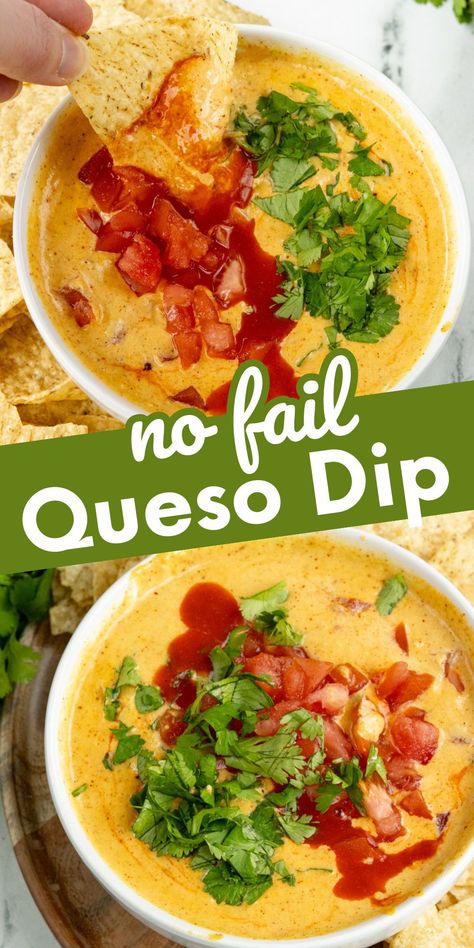 I will walk you through how to make this foolproof homemade queso dip. I have tips on how to make this easy Mexican queso and give you the best topping suggestions. This recipe is quick and made on the stove top. You only need 6 ingredients and 15 minutes to make this. Queso Dip Stove Top, Queso Dip With Evaporated Milk, Tostitos Cheese Dip, Easy Homemade Queso, Queso Dip Easy, Homemade Queso Dip, Mexican Queso, Sides With Tacos, Easy Cheese Dip