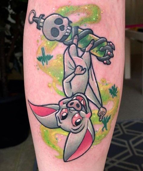 Bartok Anastasia Tattoo, Halloween Disney Tattoo Ideas, Disney Pinup Tattoos, Batty Koda Tattoo, Anastasia Movie Tattoo Ideas, Disney Filler Tattoo, Fun Tattoos For Women Creative, Bartok The Bat Tattoo, Anastasia Movie Tattoo