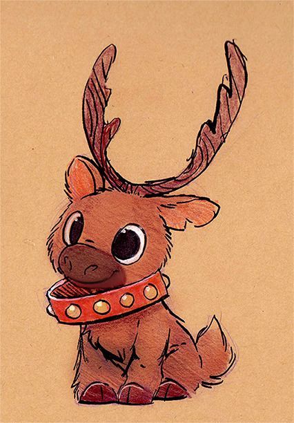 This is so cute and I think you had a good chrisme Reindeer Drawing, Skitse Bog, Christmas Drawings, Desen Realist, Siluete Umane, Cute Christmas Wallpaper, Animale Rare, Wallpaper Tumblr, Daily Painting