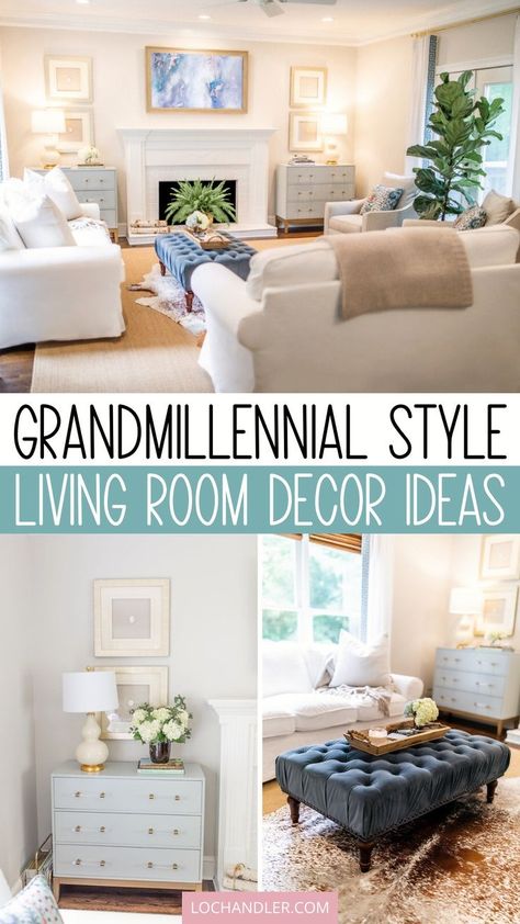 Infuse your living room with Classy Grandmillennial decor this season! Dive into our blog for inspiration on creating a timeless and sophisticated space. Copy these grandmillenial living room decor ideas to achieve the perfect balance of classic Southern home decor and modern elegance. Southern Chic Decor, Grand Millennial Style Home, Southern Grandmillenial Style, Grand Millennial Aesthetic, Modern Grand Millennial Decor, Charming Living Room, Grandmellinial Living Room, Southern Decorating Ideas, Grandmillenial Style Living Rooms