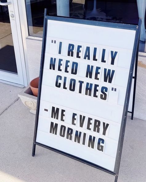 luckily, @loveyoumore.shop has tons of cute clothes to fix this problem 😘 shop now!! #business #businessowner #smallbusiness #smallbusinessowner #boutique #boutiqueowner #loveyoumore #fit #fits #fitcheck #outfit #outfits #ootd #outfitoftheday #fashion #shop #shopping #onlineshopping #treatyourself #boutiquesign #boutiquesignage #boutiqueboss #boutiquebosslife Cute Sayings For Boutique Signs, Boutique Sidewalk Signs, Funny Retail Signs, Retail Signage Instore, Small Store Ideas, Boutique Signs Ideas Store Fronts, Boutique Store Front Ideas, Boutique Signage, Boutique Quotes