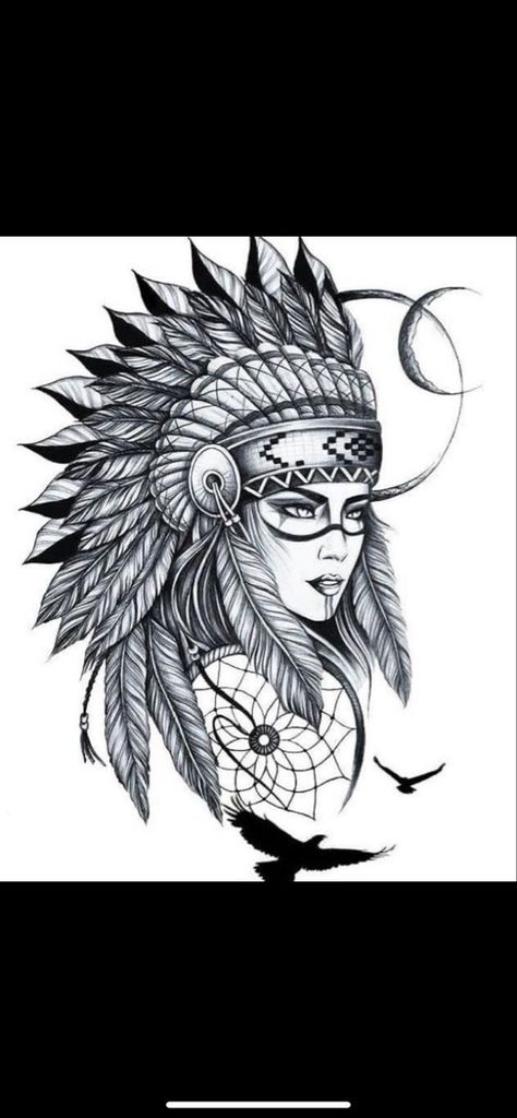 Tattoo designs Indian Head Tattoo, Tattoo Indien, Indian Headdress Tattoo, Indian Chief Tattoo, Indian Women Tattoo, Indian Skull Tattoos, Native American Tattoo Designs, Indian Tattoo Design, Headdress Tattoo