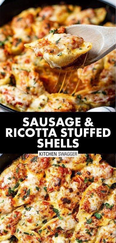 Jumbo Stuffed Shells, Kitchen Swagger, Sausage Ricotta, Sausage Stuffed Shells, Egg Baked, Ricotta Stuffed Shells, Shells Recipe, Italian Sausage Recipes, Stuffed Shells Recipe