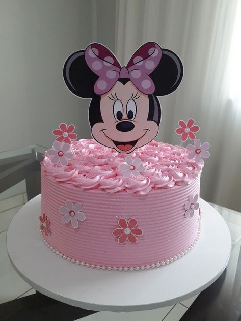 Mini Mouse Cakes Ideas Girl Birthday, Girly Birthday Cakes For Kids, Pastel Mini Mouse, Pastel Minnie Mouse Rosa, Pastel Mimi, Pastel Minnie Mouse, Minnie Mouse Cake Decorations, Minnie Mouse Cake Design, Minnie Mouse Birthday Theme