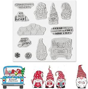 Threetols Christmas Clear Stamps for Card Making, New Year Gnomes Clear Rubber Stamps Heart Snowflake Stamps for Holiday Card Making Decor DIY Scrapbooking Transparent Album Decor Paper Craft Gnome Christmas Cards, Merry Christmas Words, Heart Snowflake, New Year Words, Album Decor, How To Make Decorations, Photo Album Diy, Gnome Christmas, Christmas Words