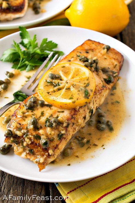 Make this restaurant-quality Pan Seared Halibut with Lemon Caper Sauce for a special occasion at home. Tender white fish smothered in a buttery lemon caper sauce! Recipe With Capers, Pan Seared Halibut, Seared Halibut, Lemon Caper Sauce, Caper Sauce, Halibut Recipes, Fish Dinner, Family Feast, Camping Recipes