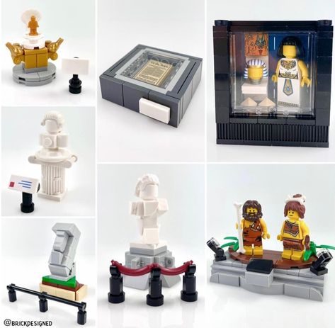 Lego Museum Moc, Lego City Ideas, Lego House Ideas Furniture, Lego Statue, Lego Museum, Lego Library, Easy Lego Creations, Lego Furniture, Construction Lego