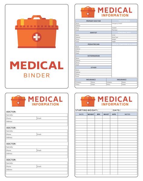 Doctor Information Printable, Medical Folder Organization, Medical Contacts Free Printable, Clinic Organization Medical, Medical Organization Binder, Medical Appointment Planner, Health Binder Free Printable, Important Information Printable, Medical Information Printable Free