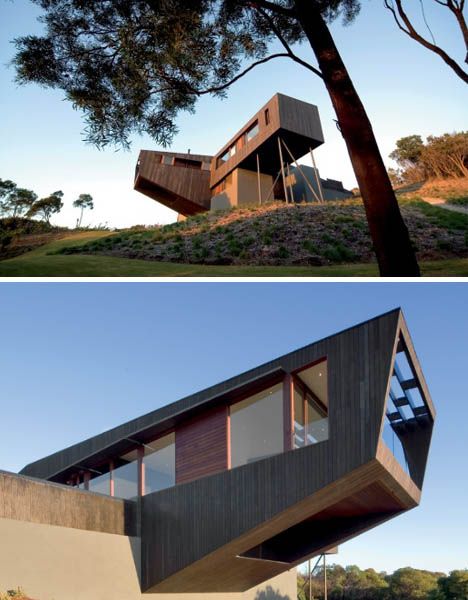 cantilever structural building - Google Search Cantilever Building Architecture, Cantilever Building, Cantilever House, Cantilever Structure, Cantilever Architecture, Cliff View, Cantilever Design, Unusual Homes, Modern Architects