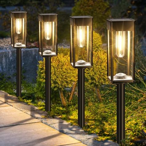 ALFIOT Solar Pathway Lights Outdoor,6 Pack Bright Solar Lights Outdoor,IP65 Waterproof Solar Garden Lights Solar Powered Landscape Lighting for Yard Patio Walkway Driveway Pathway (Warm White) Patio Walkway, Solar Powered Outdoor Lights, Solar Path Lights, Solar Landscape, Solar Lights Outdoor, Solar Garden Lights, Solar Pathway Lights, Pathway Lights, Walkway Lights