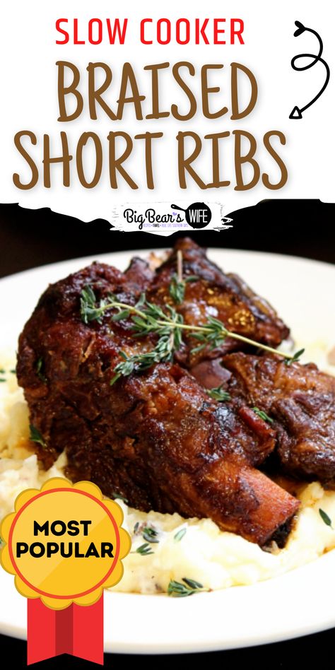 Beef Ribs Recipe Slow Cooker, Short Rib Recipes Crockpot, Beer Braised Short Ribs, Slow Cooker Ribs Recipe, Braised Short Ribs Recipe, Best Slow Cooker Recipes, Short Ribs Slow Cooker, Beef Ribs Recipe, Beef Short Rib Recipes