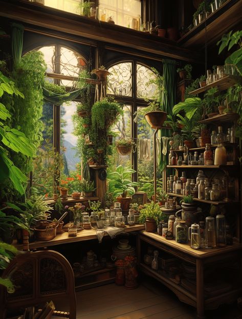 Herbal Room Herbalist House, Herbalist Workshop, Herbalist Room, Herbalism Aesthetic, Herbalist Garden, Resume Inspiration, Herbalist Shop, Herbal Shop, Reiki Room