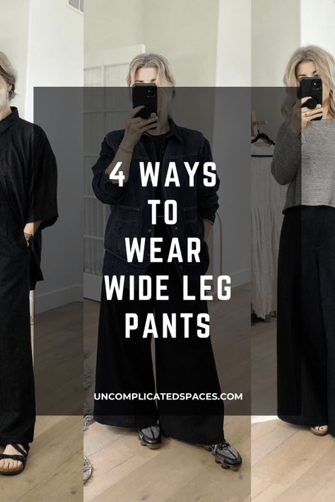 Loose Fitting Trousers Outfit, Street Style Wide Leg Pants, Extra Wide Pants, Wide Legged Black Pants, Wide Leg Pants Outfit Spring 2023, How To Style Wide Leg Khaki Pants, Wide Leg Dress Pants Outfit Winter, Casual Wide Leg Black Pants Outfit, Black Wide Leg Knit Pants Outfit