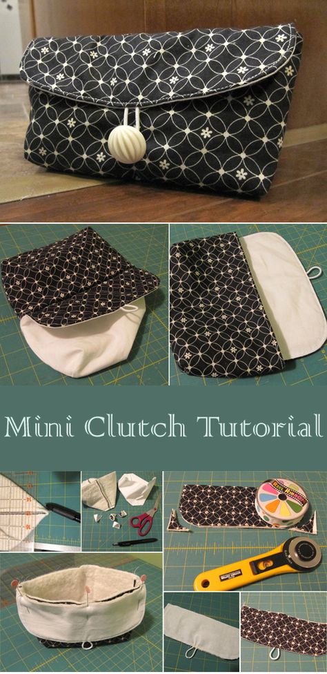 Mini Bag Clutch Tutorial - Easy Step to Step DIY! Clutch Bag Tutorial, Diy Clutch Bag, Diy Purse Organizer, Clutch Bag Pattern, Clutch Tutorial, Diy Clutch, Diy Bags Purses, Bag Sewing, Sewing Purses