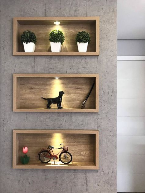 Modern Wall Niche, Wall Niche Ideas, Wall Niches, Niche Decor, Decoration Vitrine, Modern Wall Shelf, Wall Niche, Wall Shelf Decor, Wall Shelves Design