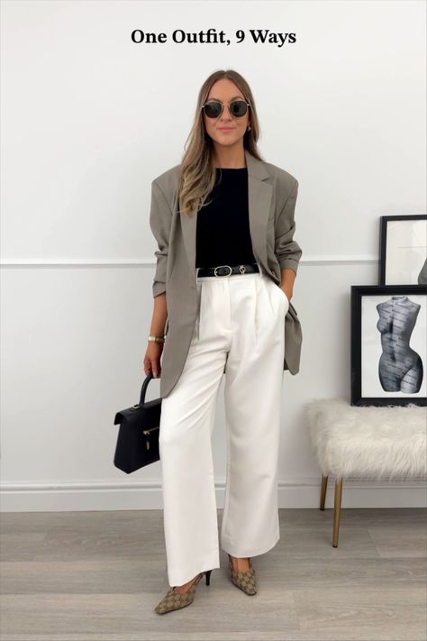 missy_elz's White trousers Collection on LTK Smart Casual Work Outfit Women, Office Attire Women, Smart Casual Women Outfits, Summer Business Casual Outfits, White Pants Outfit, Smart Casual Women, Work Outfit Office, Casual Menswear, Office Casual Outfit