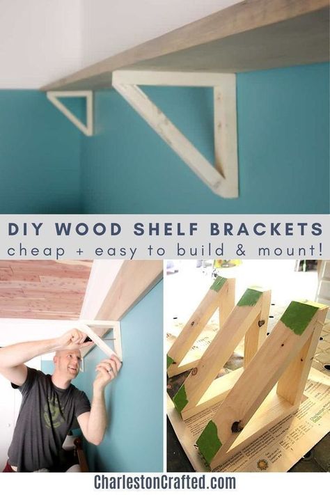 How to make DIY Wood Triangle Shelf Brackets: Hometalk: DIY Diy Wooden Shelf Supports, Diy Shelves Brackets, Triangle Shelf Wall, Diy Wall Shelf Brackets, Triangle Shelf Brackets, Homemade Shelf Brackets, How To Make Shelf Brackets, Cute Shelf Brackets, Diy Brackets For Shelves