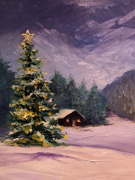 Christmas Forest Painting, Aesthetic Winter Painting, Christmas Painting Ideas Aesthetic, Winter Aesthetic Painting, Christmas Painting Aesthetic, Christmas Paintings Aesthetic, Christmas Landscape Drawing, Christmas Aesthetic Painting, Aesthetic Christmas Painting