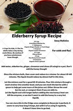 I've only dealt with the flu once in my life, and I was lucky enough to know about elderberries! Our bout with the flu was only about 3 days thanks to starting elderberry syrup on day 1 of getting sick. Herbal Medicine Cabinet, Elderberry Syrup Recipe, Homemade Elderberry, Elderberry Recipes, Elderberry Syrup, Natural Healing Remedies, Cold Remedies, Syrup Recipe, Homemade Remedies