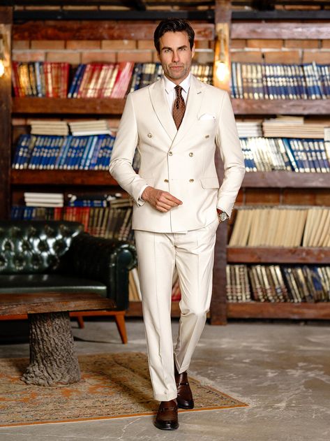 Beige Double Breasted Suit 2-Piece Double Breasted Suit Men Beige, Beige Double Breasted Suit, Beige Suit Men, Double Breasted Suit Men, Modern Fit Suit, Double Breasted Tuxedo, Suit Stores, Bristol Wedding, Slim Fit Suit Men