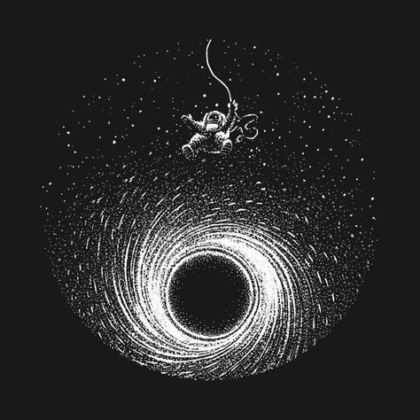 Check out this awesome 'The+Infinite+Drop' design on @TeePublic! Astronaut Black Hole Tattoo, Astronaut Black Hole, Whirlpool Tattoo, Space Astronaut Aesthetic, Space Related Tattoos, Infinite Drawing, Supernova Tattoo, Space Symbols, Black Hole Art