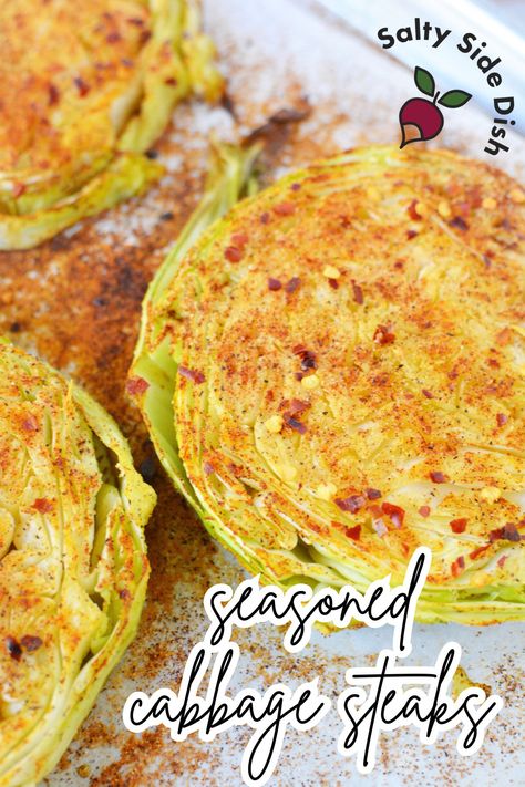 Easy Oven-Roasted Cabbage Steaks - Perfect Side Dish Recipe Bake Cabbage In Oven, Oven Baked Cabbage Steaks, Roasted Cabbage Steaks Oven, Roast Cabbage In Oven, Cabbage Steaks In Oven, Cabbage In The Oven, Baked Cabbage Steaks, Cabbage Steaks Recipe, Beef Cabbage Soup