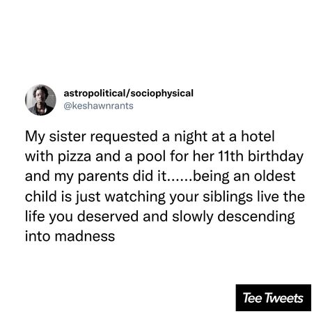 Tag your sibling(s) 👇 #memes #funnystuff #funnytweets #siblings Unhinged Older Sibling, Oldest Sibling Problems, Sibling Tweets, Older Sibling Problems, Siblings Tumblr, Sibling Jokes, Sibling Issues, Sibling Humor, Eldest Sibling