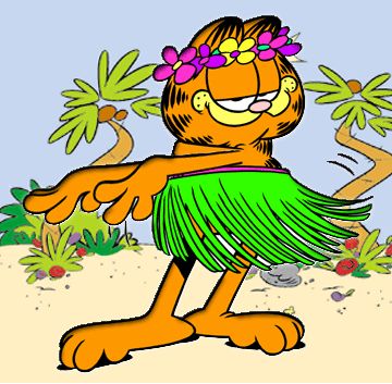 GARFIELD DANCING HAWAII GIF Garfield Dancing, Pocket Sand, Garfield Cat, Garfield And Odie, Lazy Cat, Magnum Opus, Unusual Things, Cartoon Pics, Spirit Animal