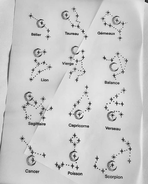 Small Tattoos Constellation, Gemini Celestial Tattoo, Tattoo Ideas Constellations, Elegant Women Tattoos, Zodiac Constellations Tattoo, Horoscope Signs Tattoos, Zodiac Constellation Tattoo, Tattoo Ideas Astrology, Zodiac Tattoo Ideas