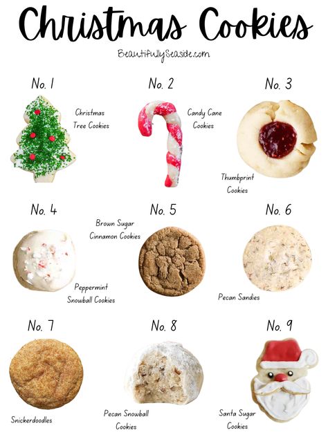 Christmas Cookies Assortment, Best Santa Cookies, Hosting Christmas Cookie Baking Party, Christmas Tray Treats, Holiday Cookie Assortment, How To Bake Christmas Cookies, Different Types Of Christmas Cookies, Traditional Christmas Baking Ideas, Best Christmas Baked Goods