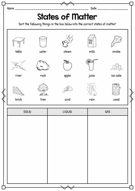 Solids Liquids Gases Worksheets, Matter Worksheet Grade 3, Grade 4 Science Worksheets, First Grade Science Worksheets, Solid Liquid Gas Worksheet, Solid Liquid Gas Activities, Solids Liquids And Gases, Esl Materials, Elementary Geography