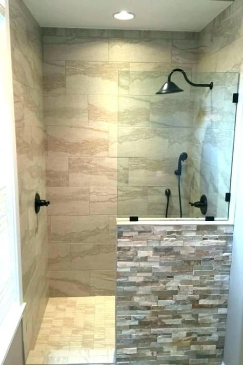 31 Luxury Walk in Shower Ideas Small Walk In Shower Ideas, Walk In Shower No Door, Shower No Door, Tile Walk In Shower, Walk In Shower Ideas, Open Showers, Walk In Shower Designs, Bathroom Shower Design, Bathroom Remodel Shower