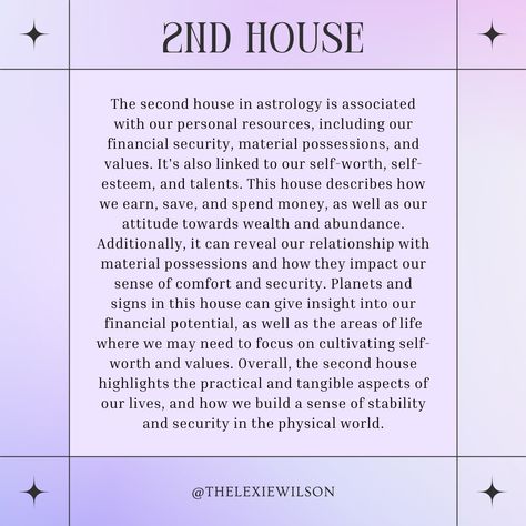 2nd House Astrology, Hoodoo Witch, House Astrology, House In Astrology, Astrology Meaning, Chart Astrology, Hidden Talents, Birth Chart Astrology, Natal Charts