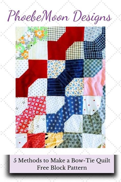 Quilt Block Patterns Letter B. Here is an illustrated list of quilt blocks and their patterns. Patterns starting with the letter B. Making A Bow, Bow Tie Quilt, Traditional Quilt Blocks, Beginner Quilts, Tie Quilts, Make A Bow Tie, Free Quilt Block Patterns, Quilt Layouts, Moon Quilt